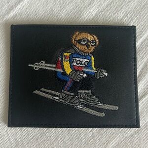 NEW with box Ralph Lauren Polo Black Leather Billfold Wallet with Skiing Bear